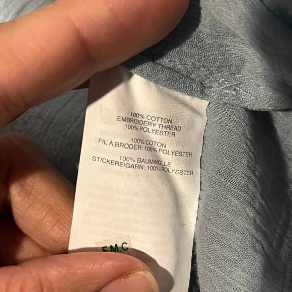 J. Crew Women's Blue Cotton Peasant Boho Tie Blouse Size 2 - Picture 5 of 7